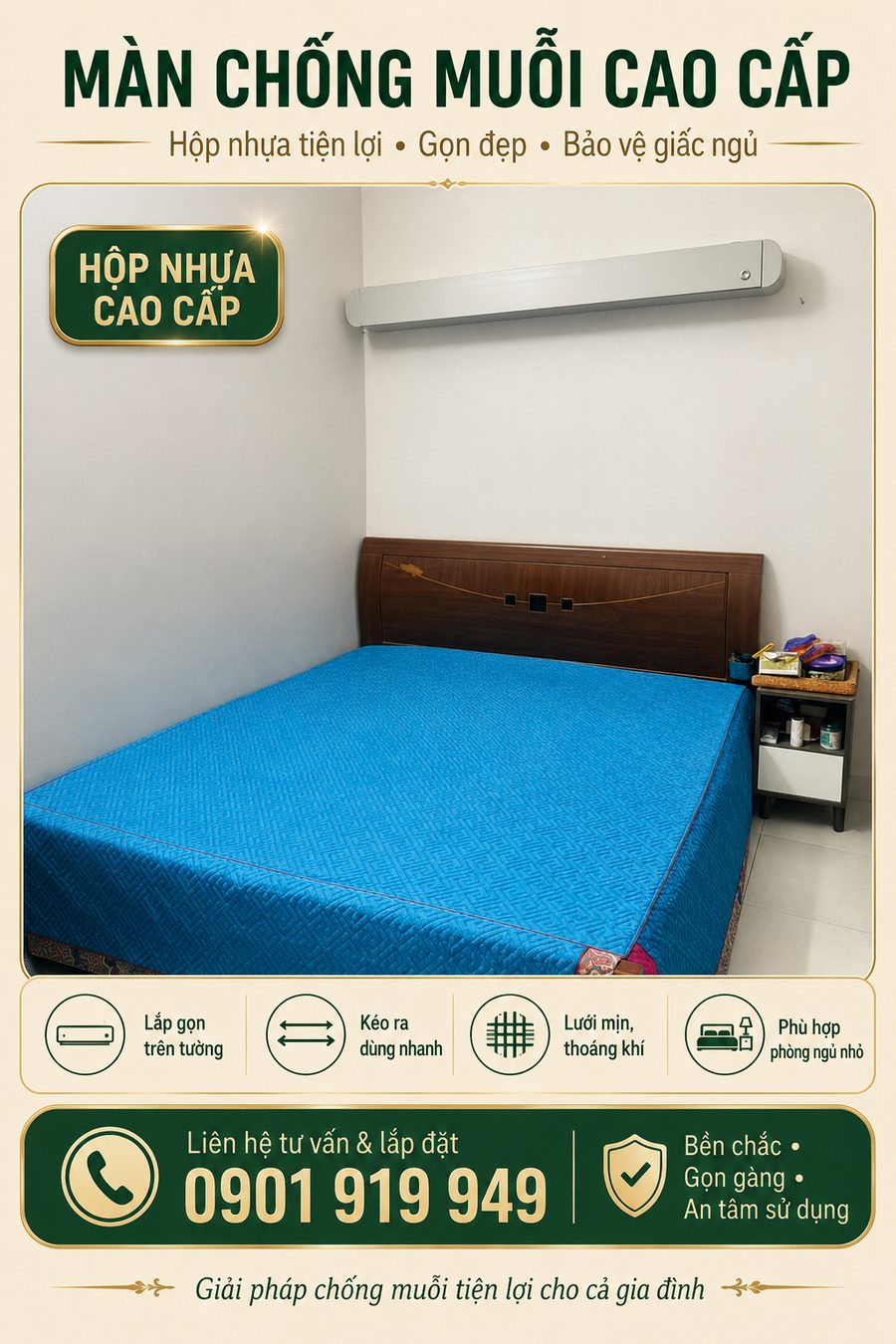 Màn hộp nhựa cao cấp lắp trong phòng ngủ nhỏ
